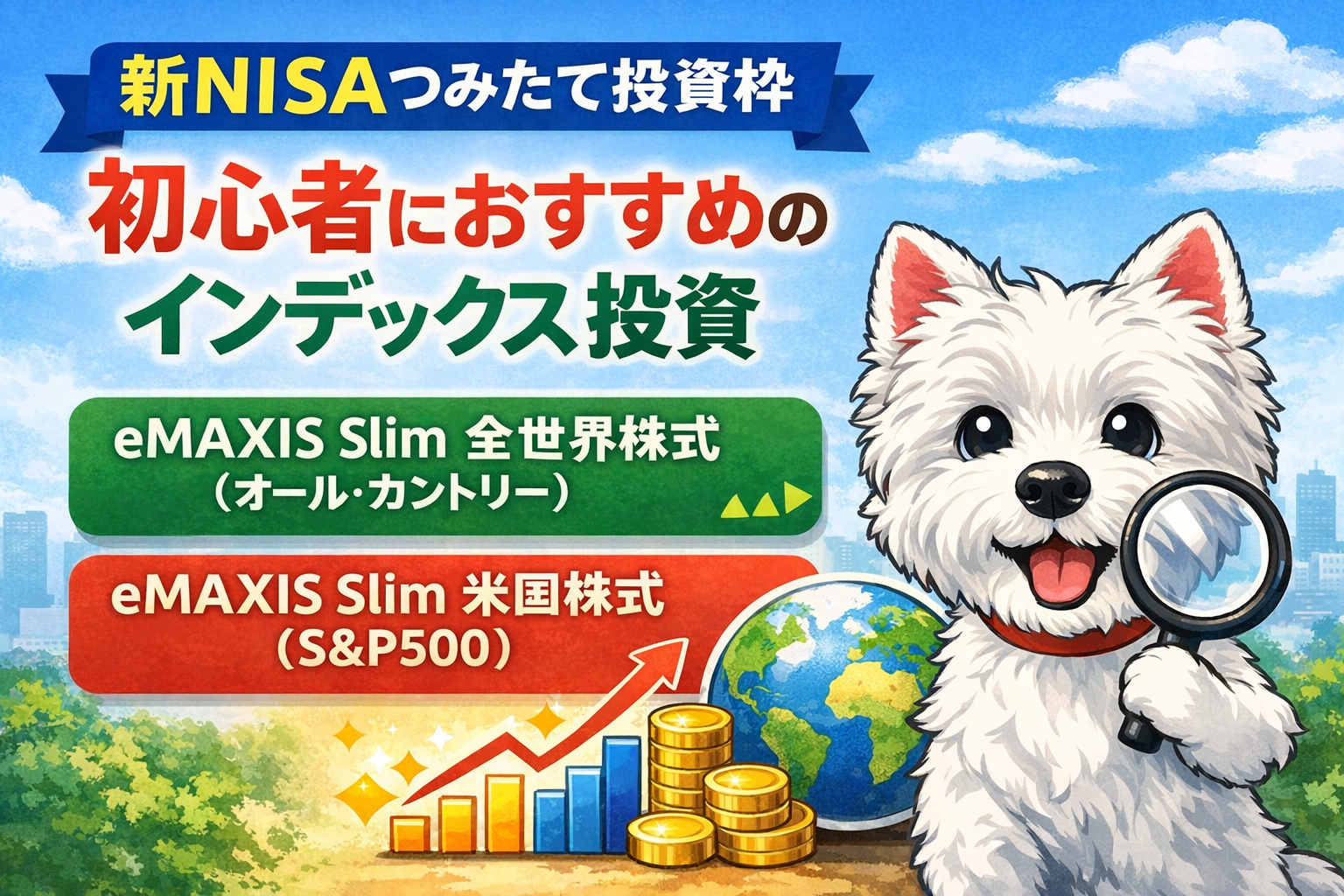 新NISAつみたて投資枠の初心者向けインデックス投資（オルカンとS&P500）のアイキャッチ画像