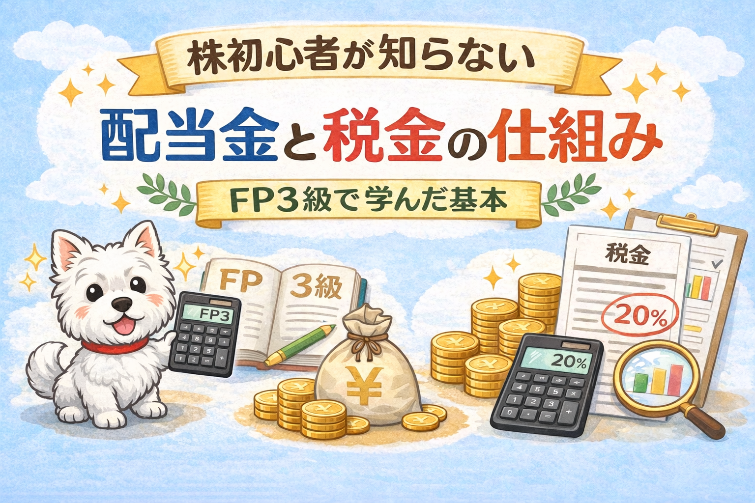 株初心者向け｜配当金と税金の仕組みをFP3級の基本で解説するイラスト