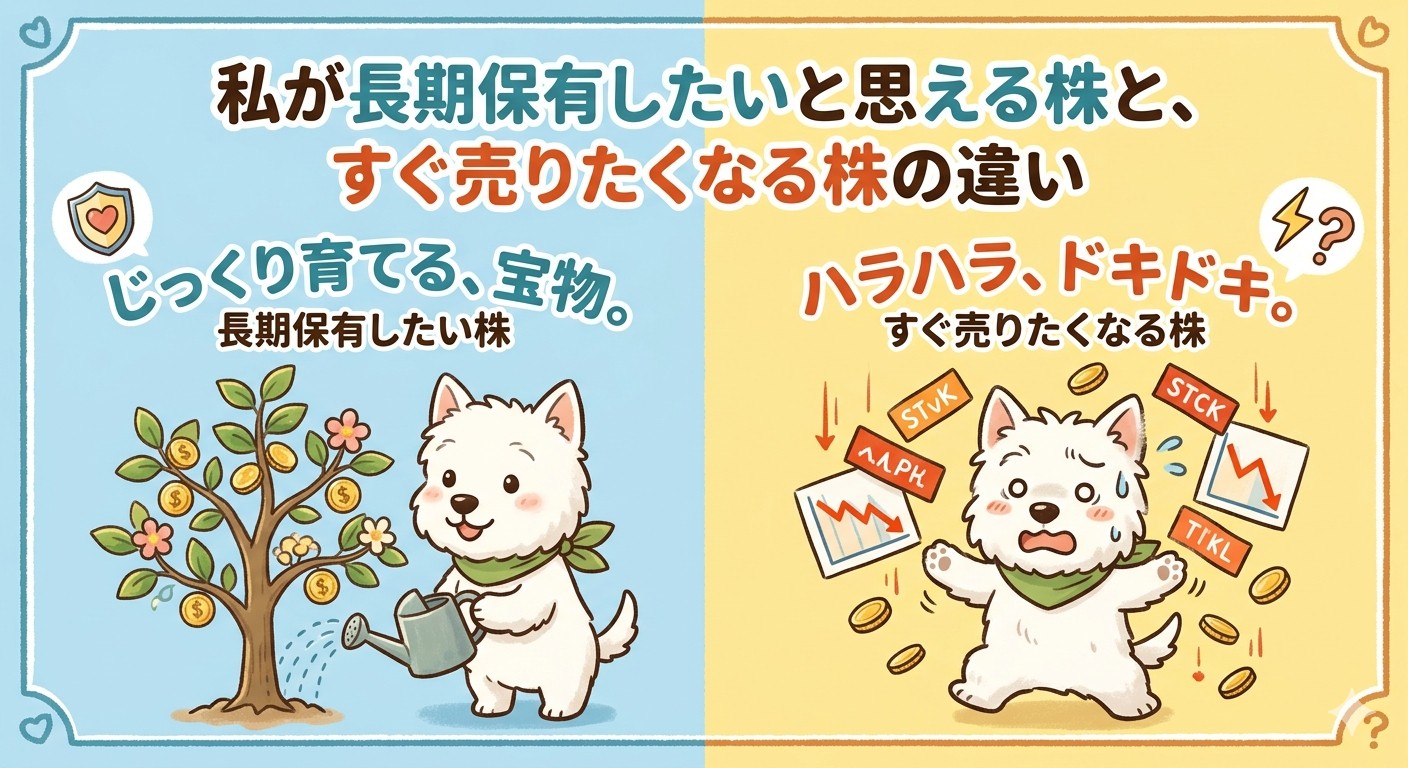 長期保有したい株とすぐ売りたくなる株の違いを解説するイメージ画像