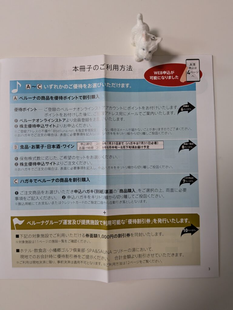 ベルーナ9997の株主優待カタログ