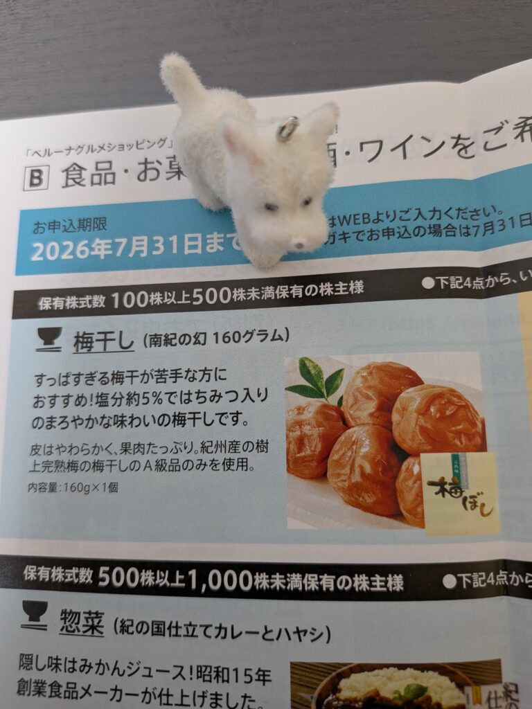 ベルーナ9997の株主優待で選んだ梅干しの商品ページ