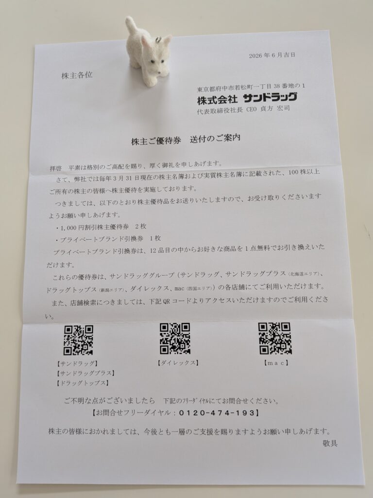 サンドラッグ（9989）の2026年株主優待案内